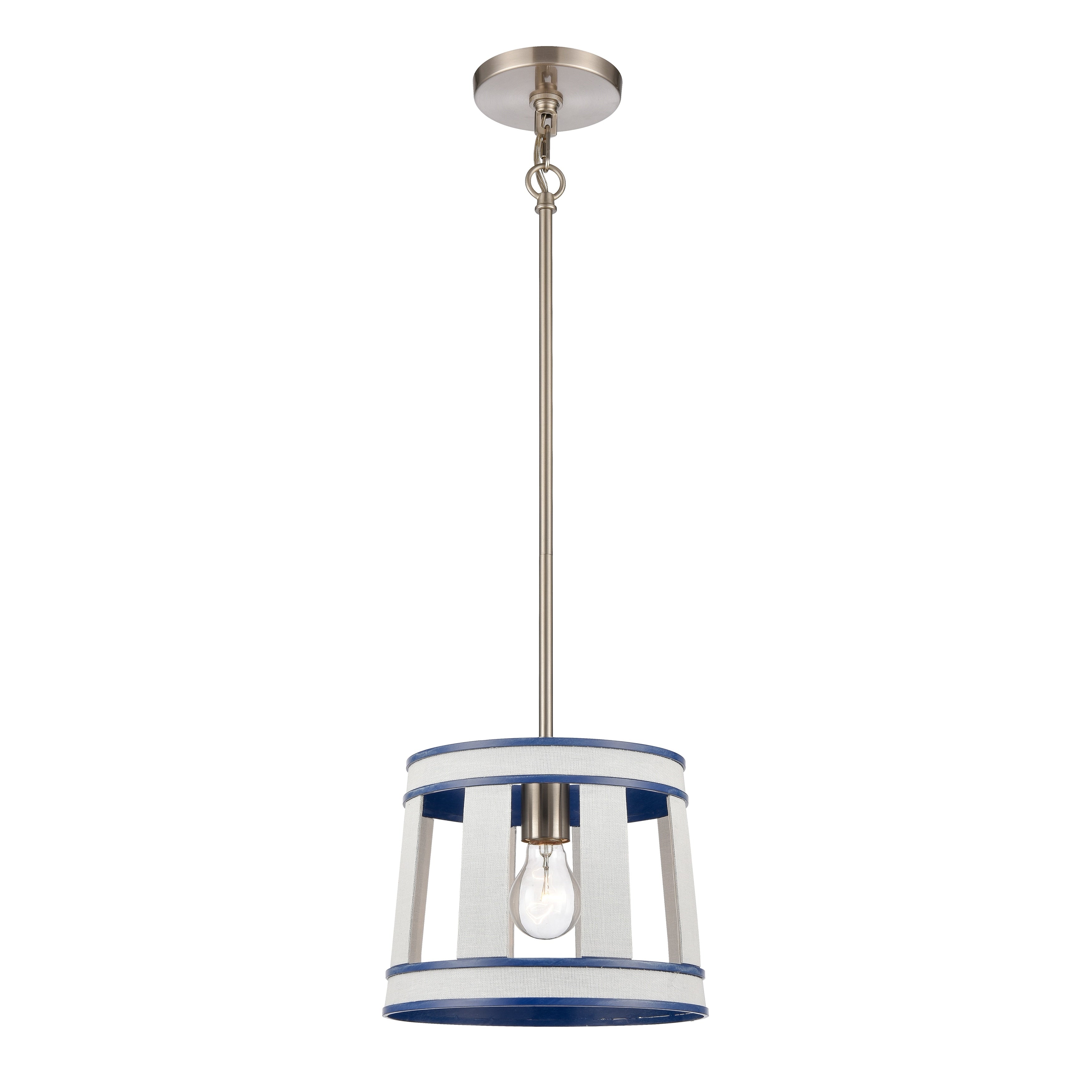 White Burlap 10 Inch Wide 1 Light Pendant In Ocean Blue