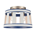 White Burlap 14 Wide 2 Light Semi Flush Mount Ocean Blue 14 Inch W