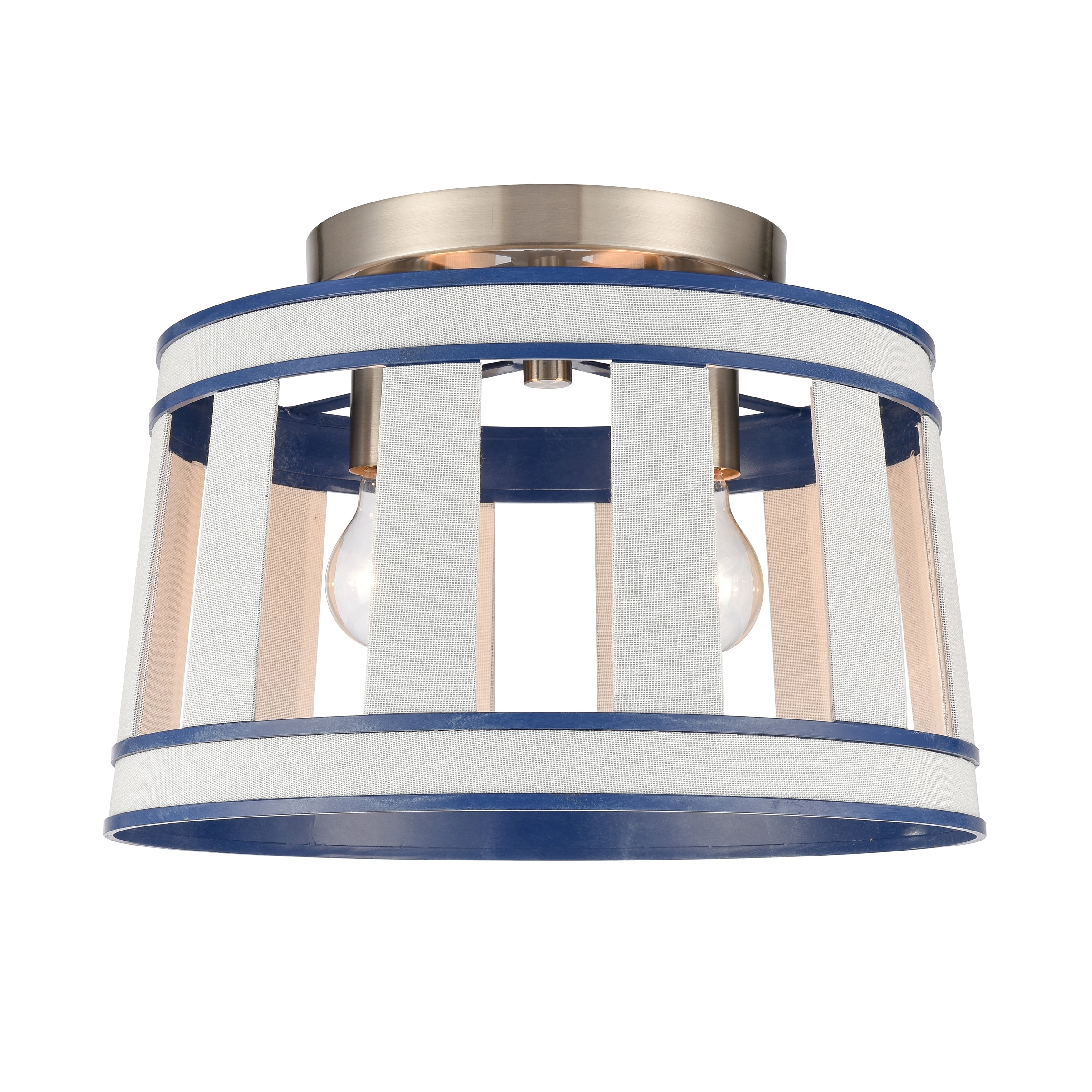 White Burlap 14 Wide 2 Light Semi Flush Mount Ocean Blue 14 Inch W