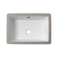 White Ceramic Rectangular Undermount Bathroom Sink With Overflow Hole