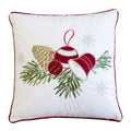 White Christmas Throw Pillow With Pinecone Ornament Embroidery 20X20 With Insert Set Of 2