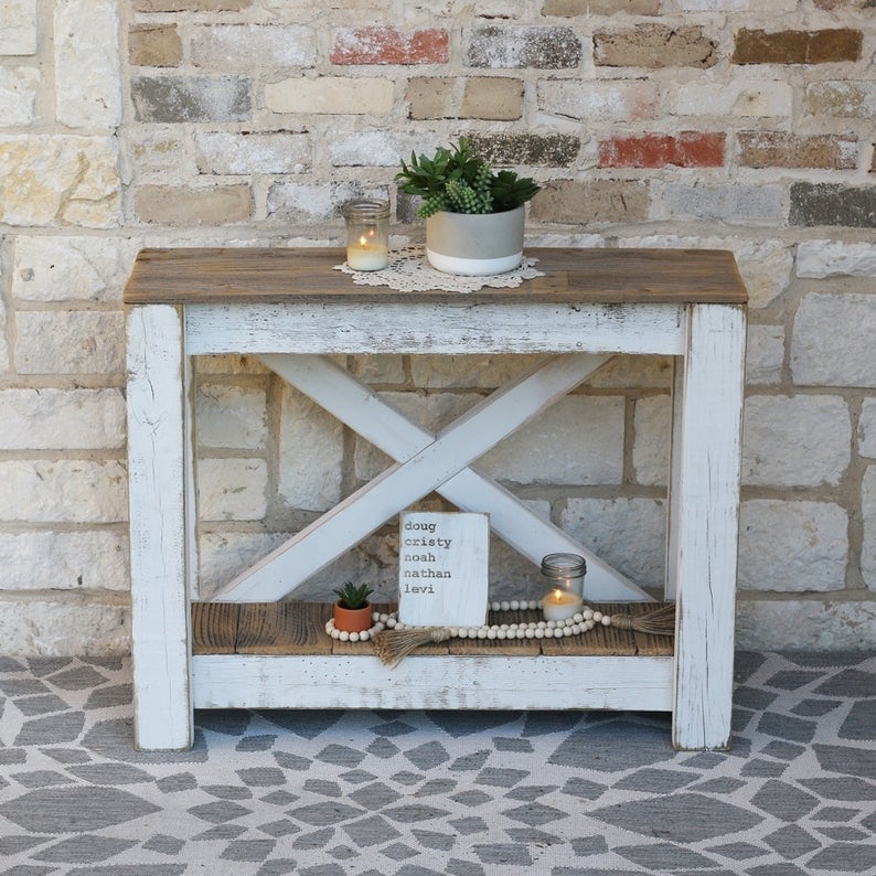 The Gray Barn Clovelly White Combo X Back Console Table