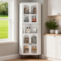 White Corner Cabinet Storage Cabinet With Doors Entryway Cabinet Hallway Cabinet With Adjustable Shelves