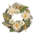 White Dahlia And Pumpkin Spiraled Vine Wreath 22 Unlit N A