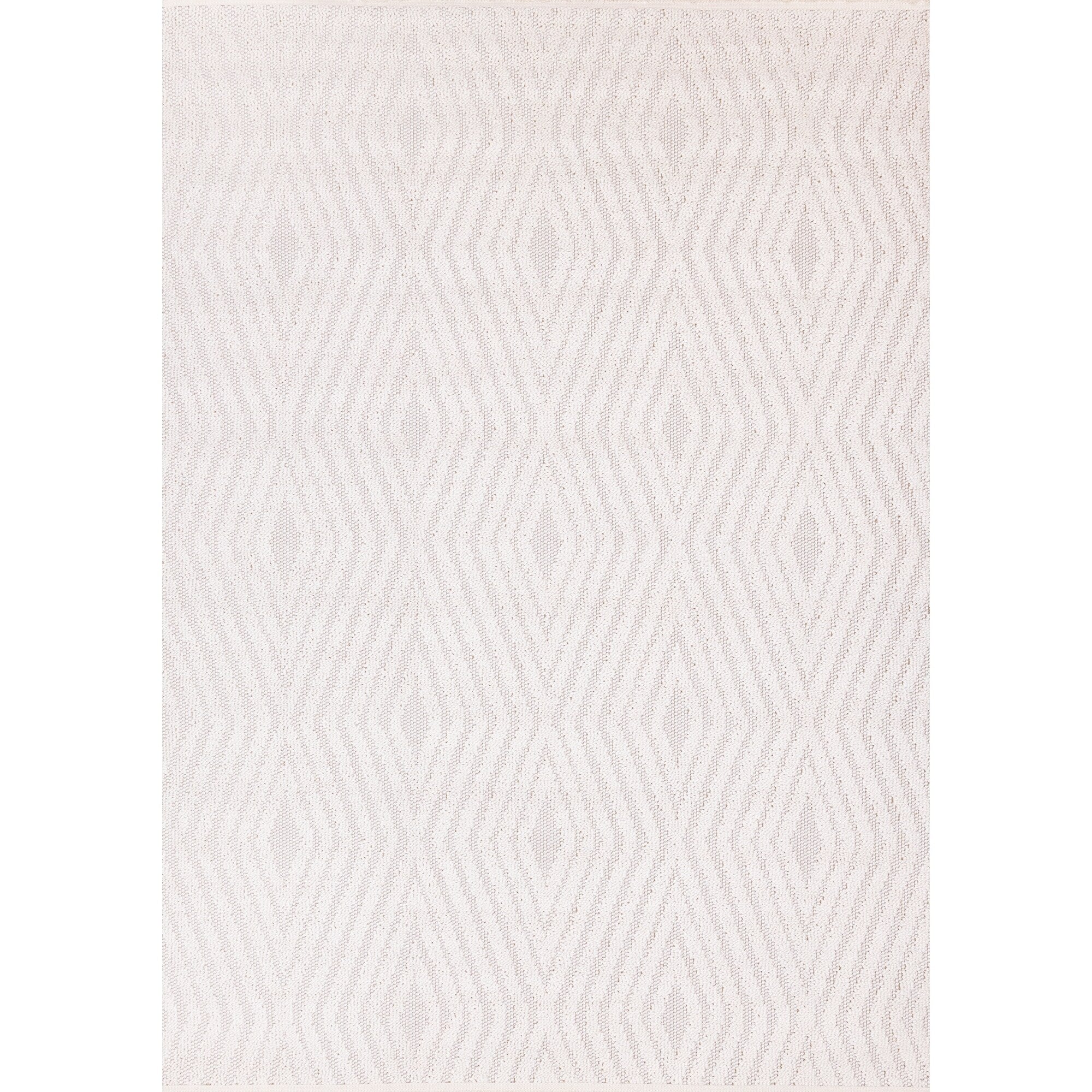White Diamond Trellis Design Looped Area Rug