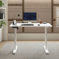 White Double Beam Electric Standing Desk Height Adjustable Desk For Home And Office