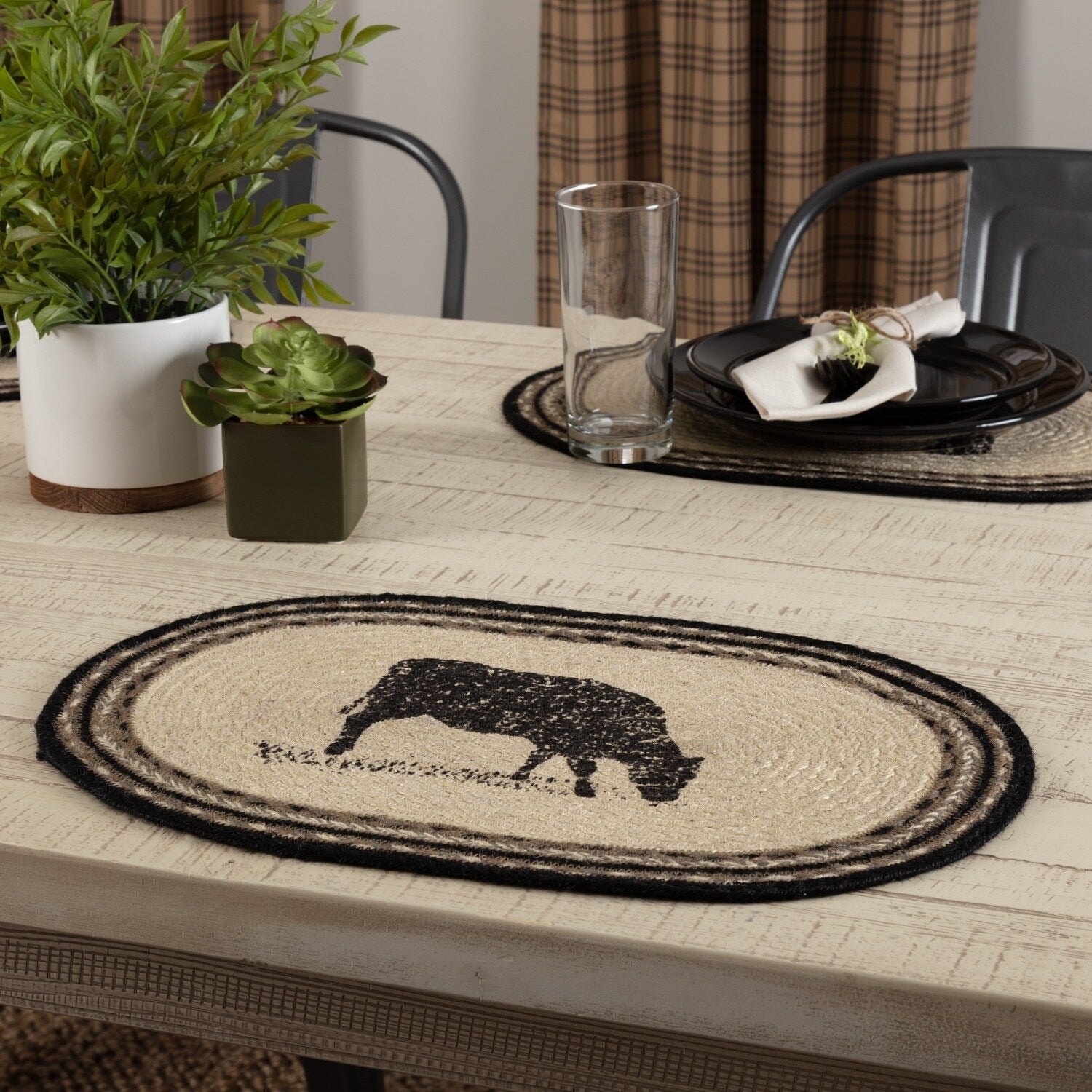 Sawyer Mill Cow Oval Jute Placemat Set Of 6