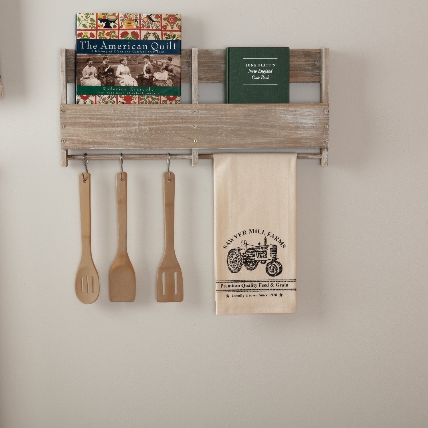 White Farmhouse Tabletop Kitchen Miller Farm Tractor Kitchen Towel Fabric Loop Cotton Graphic Print Stenciled Muslin