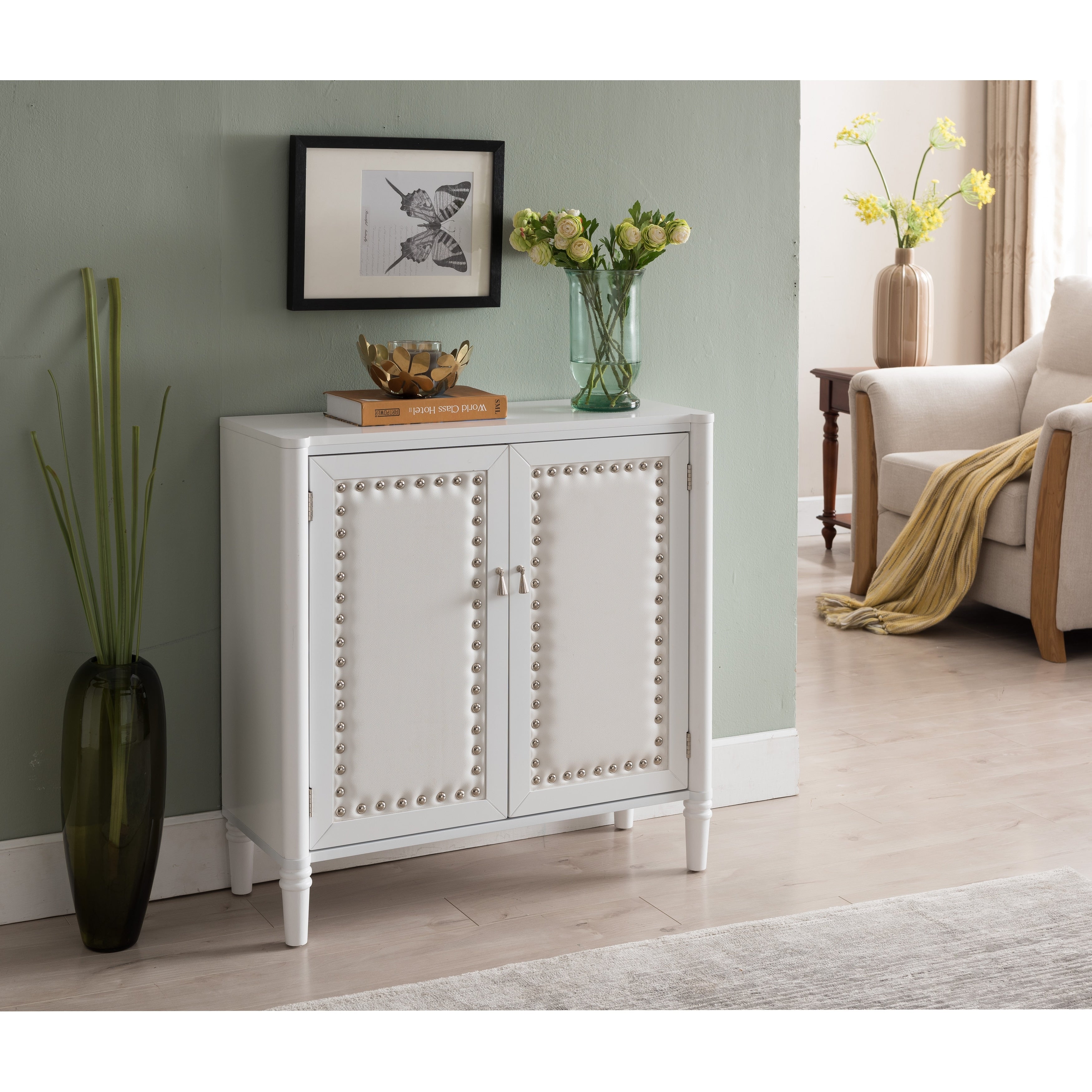 White Faux Leather Console Table