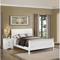 White Finish 3Pc Sleigh Design Bedroom Furniture Set Transitional