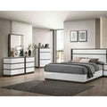 White Finish Bed Dresser Mirror Chest 4Pc Solid Wood Bedroom Set