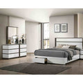 White Finish Drawers Bed Dresser Mirror Solid Wood 3Pc Bedroom Set