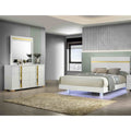 White Finish Platform Bedroom Furniture Set 3 Piece