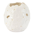 White Floral Embossed Ceramic Vase Set Of 2