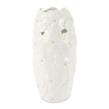 White Floral Embossed Ceramic Vase Set Of 2