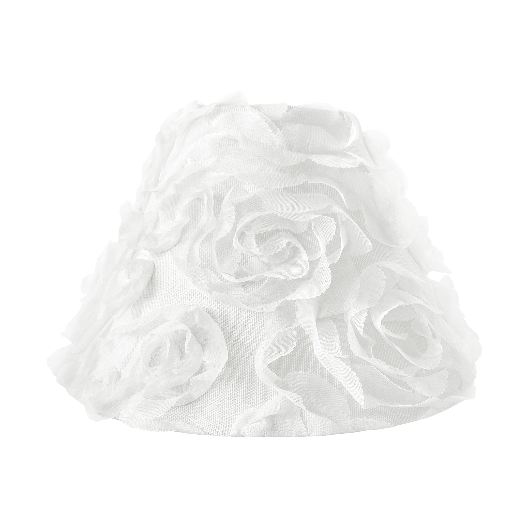 White Floral Rose Lamp Shade Solid Flower Luxurious Elegant Princess Vintage Boho Shabby Chic Luxury Glam High End Roses