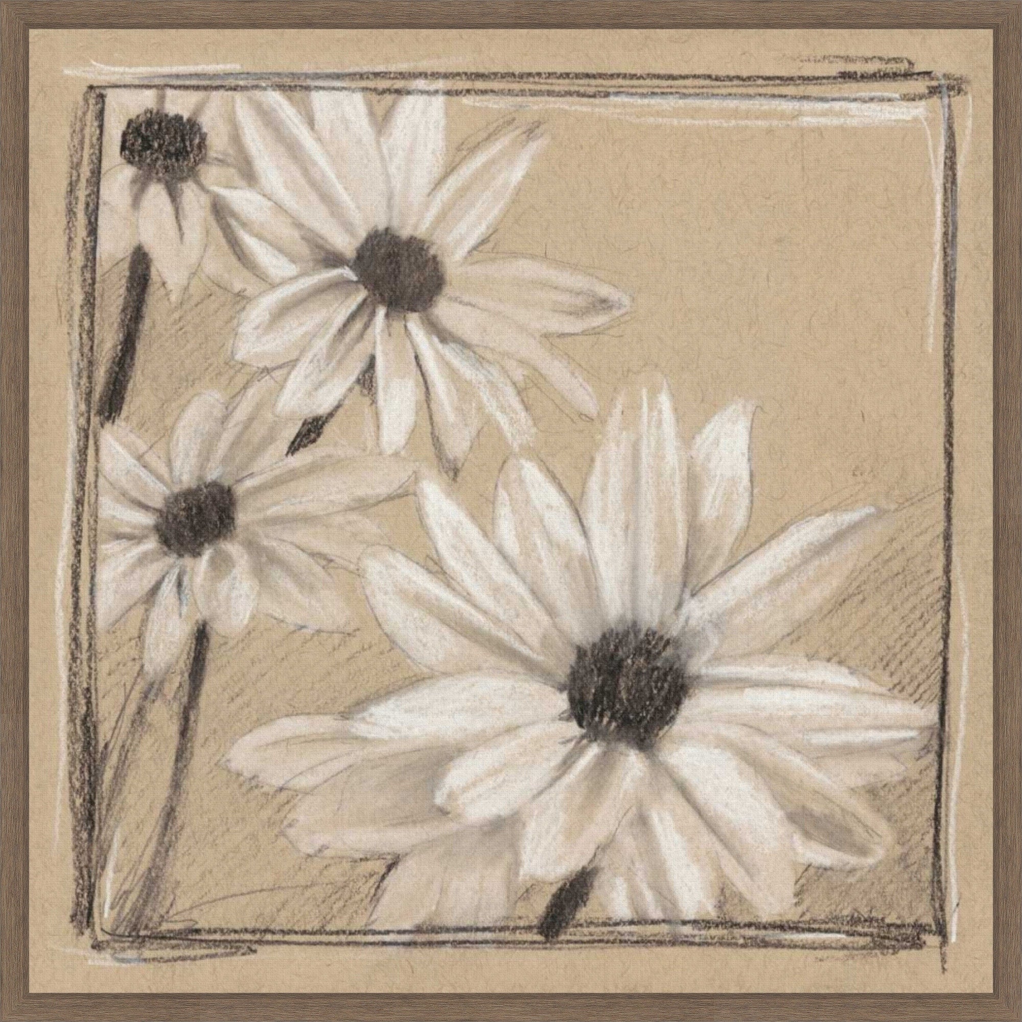 White Floral Study No. 2 By Ethan Harper 22 X 22 In. Framed Canvas Wall Art Print