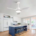 White Flush Mount Ceiling Fan With Dimmable Led Lights