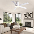 White Flush Mount Ceiling Fan With Light And Remote Control
