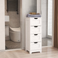 White Freestanding Storage Cabinet With 4 Drawers Suitable For Bathroom Living Room Kitchen