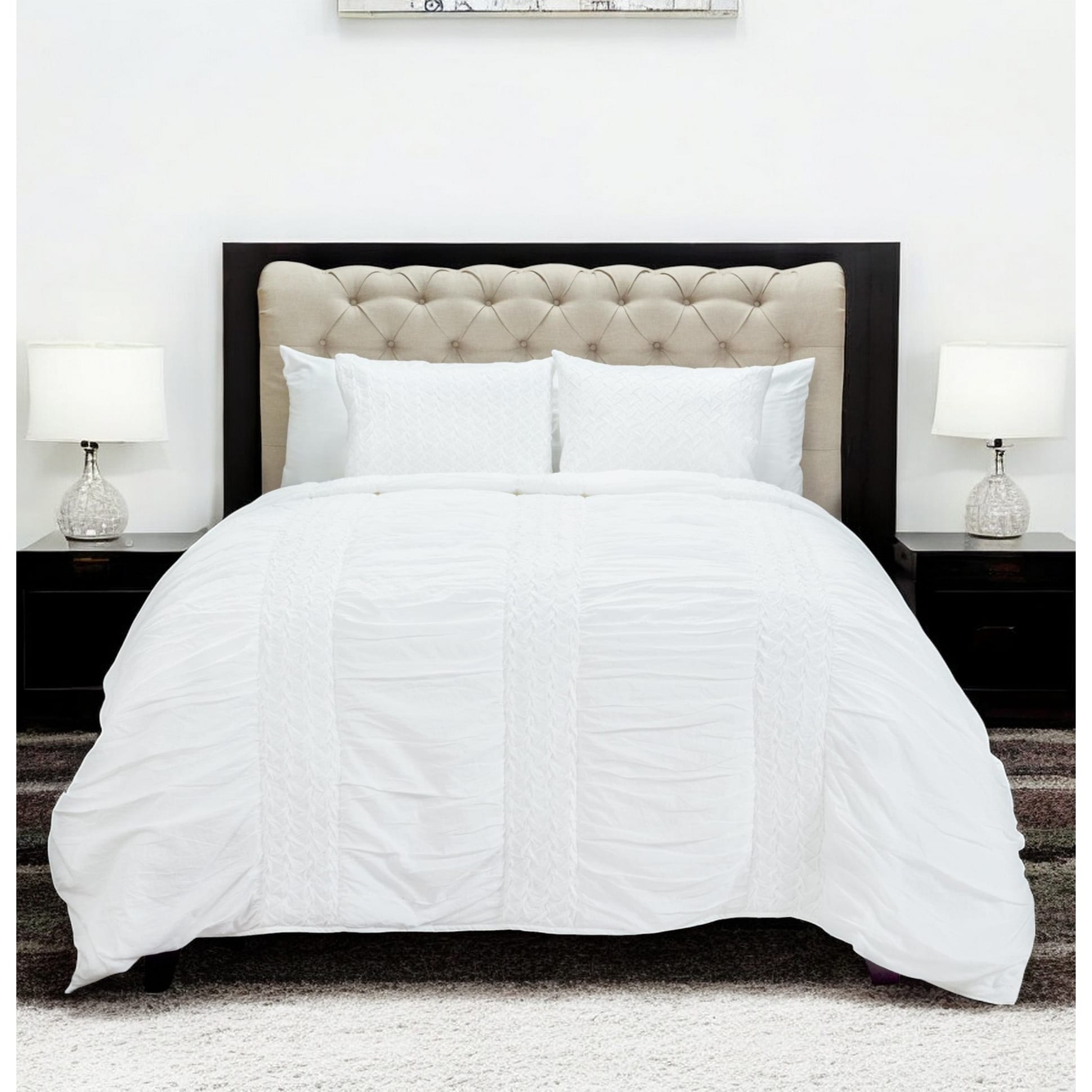 White Geometric Queen Quilt