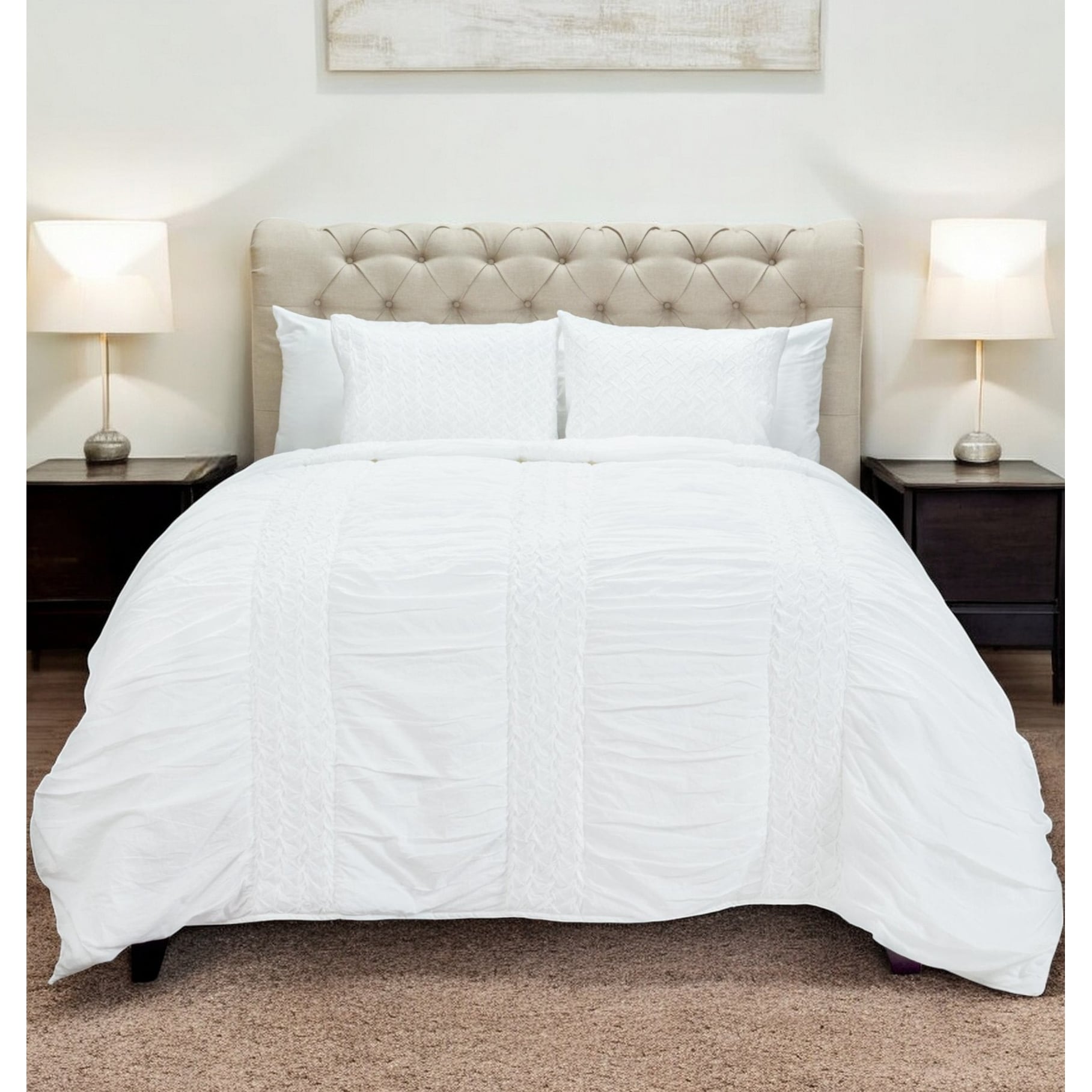 White Geometric Twin Quilt