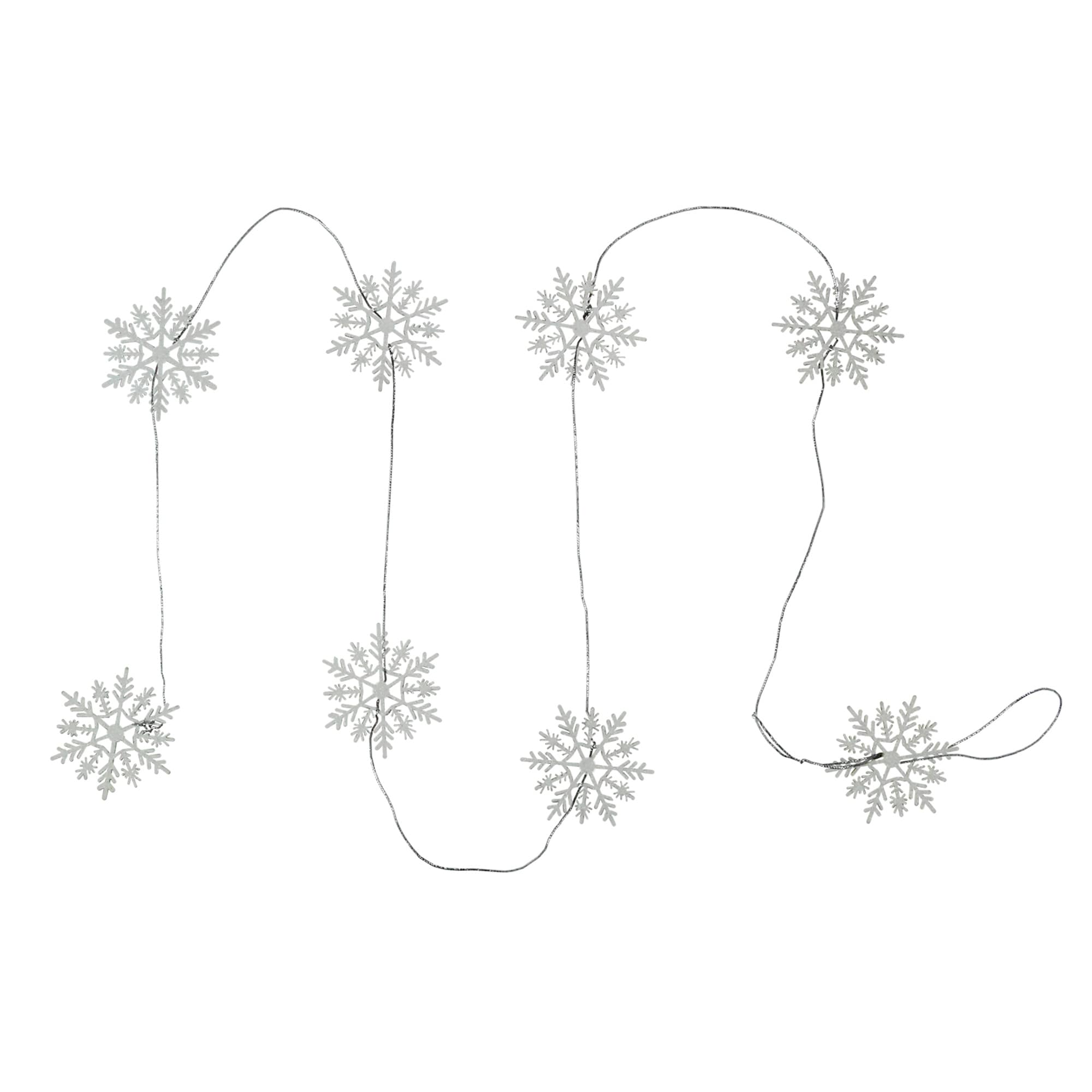 White Glitter Dusted Wooden Snowflake Christmas Garland N A