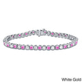 Auriya 5Ct Pink Sapphire And 5Cttw Diamond Tennis Bracelet 14K Gold