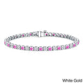 Auriya 5Ct Round Pink Sapphire And 5Ctw Diamond Tennis Bracelet 14K Gold