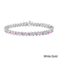Auriya 5Ct Pink Sapphire And 5Ctw S Link Diamond Tennis Bracelet 14K Gold