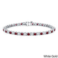 Auriya 3 1 2Ct Round Red Ruby And 3 1 2Ctw Diamond Tennis Bracelet 14K Gold