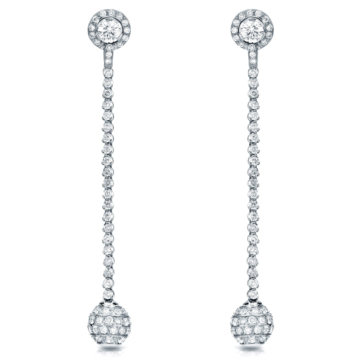 Auriya 18K White Gold 7Ct Tdw Diamond Dangle Ball Drop Earrings F G Si1 Si2