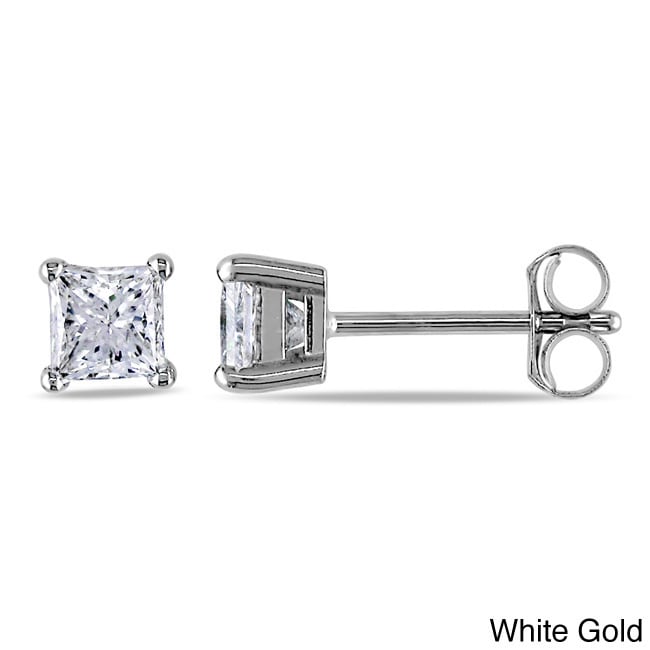 Miadora 14K Gold 3 4Ct Tdw Princess Cut Diamond Stud Earrings