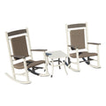 White Gray Outdoor Chat Set With 2 Rocking Chairs Patio Conversation Set With Coffee Table For Poolside Backyard