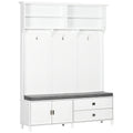 White Hall Tree With Bench And Storage Coat Rack Shelves Cabinet