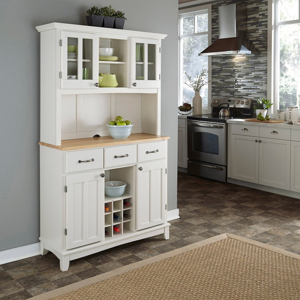 White Hutch Buffet With Wood Top By Home Styles