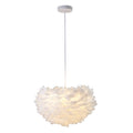 White Iron Ceiling Fixture With White Goose Feather