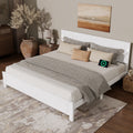 White King Size Platform Bed Frame With Headboard Footboard