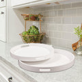 White Lacquer Round Wood Tray Set