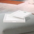 Allan Andrews White Lacquer Square Wood Trays Set Of 2