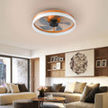 White Light Orange Ceiling Fans With Dimmable Led Lights Remote