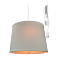 White Linen 2 Light Swag Plug In Pendant With Diffuser