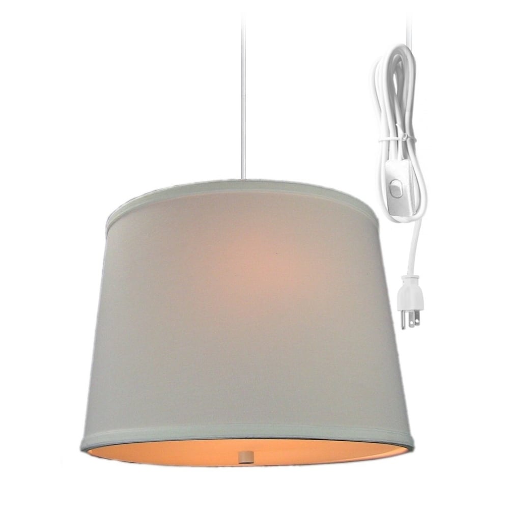 White Linen 2 Light Swag Plug In Pendant With Diffuser