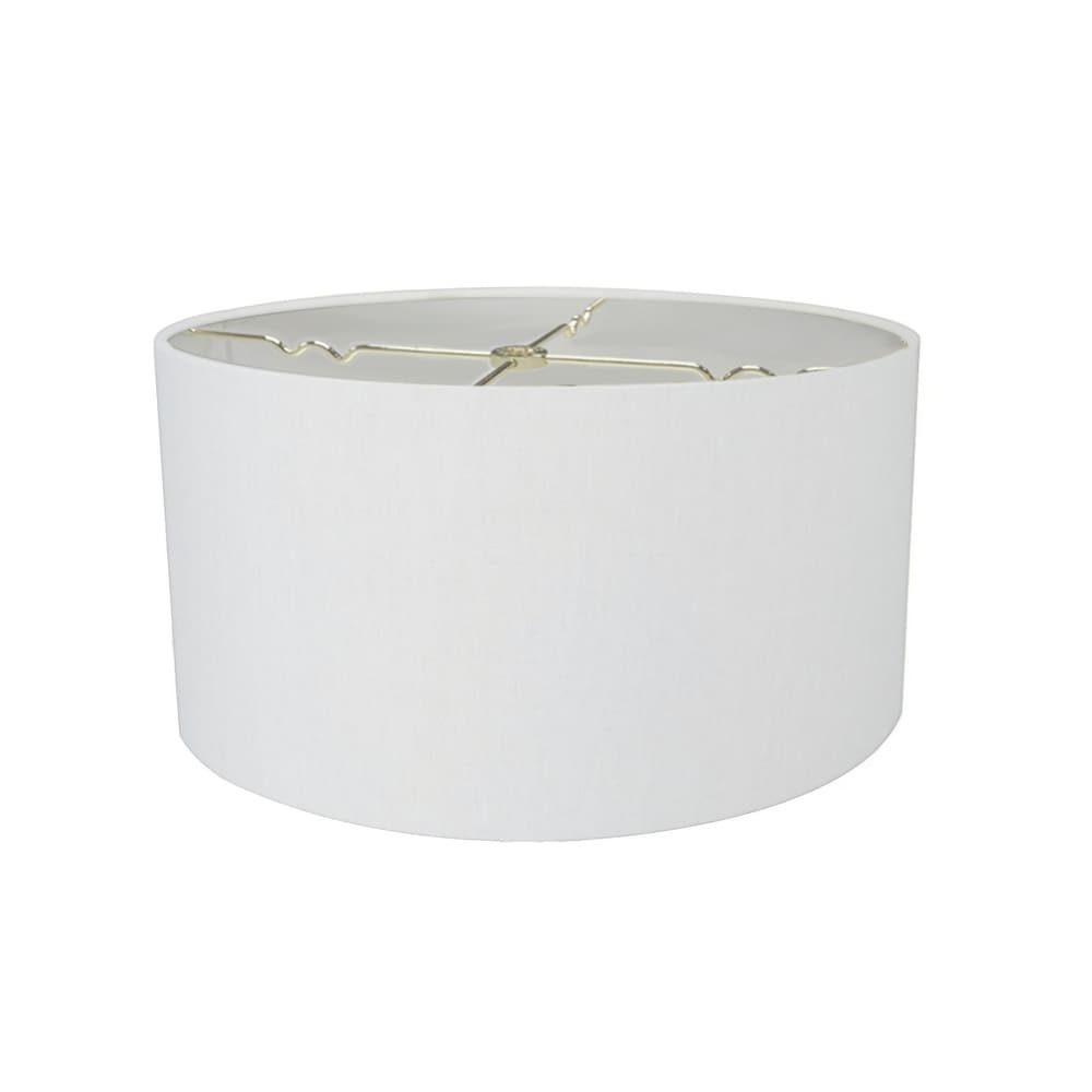 White Linen Hardback Shallow Drum Lampshade 16X16X9