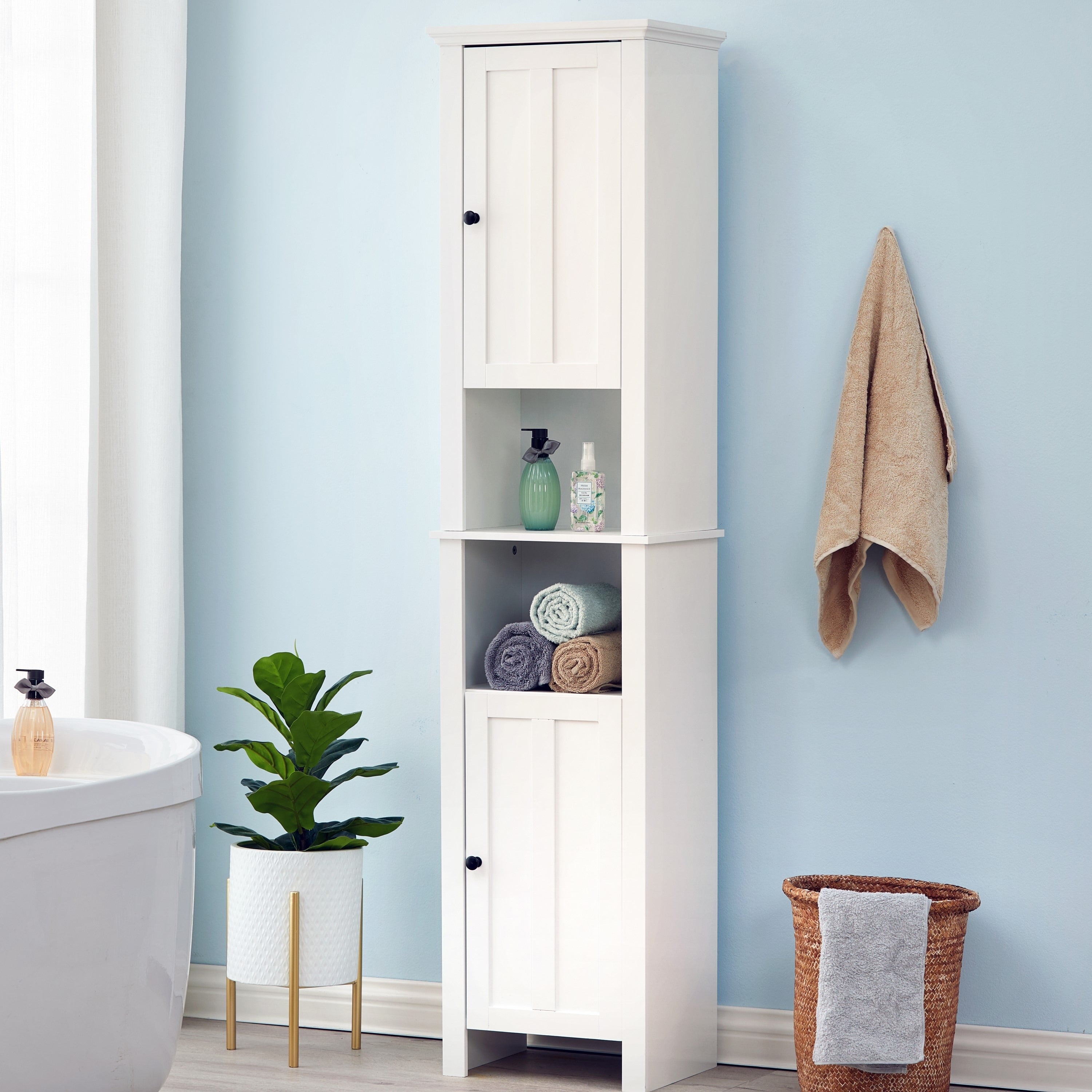 Tall Tower Bathroom 66.9In.H Cabinet In White