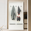 White Mdf Hall Tree With Storage Bench