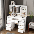 White Makeup Vanity Desk With Led Mirror 9 Drawer Vanity Table With Storage Cabinets For Bedroom