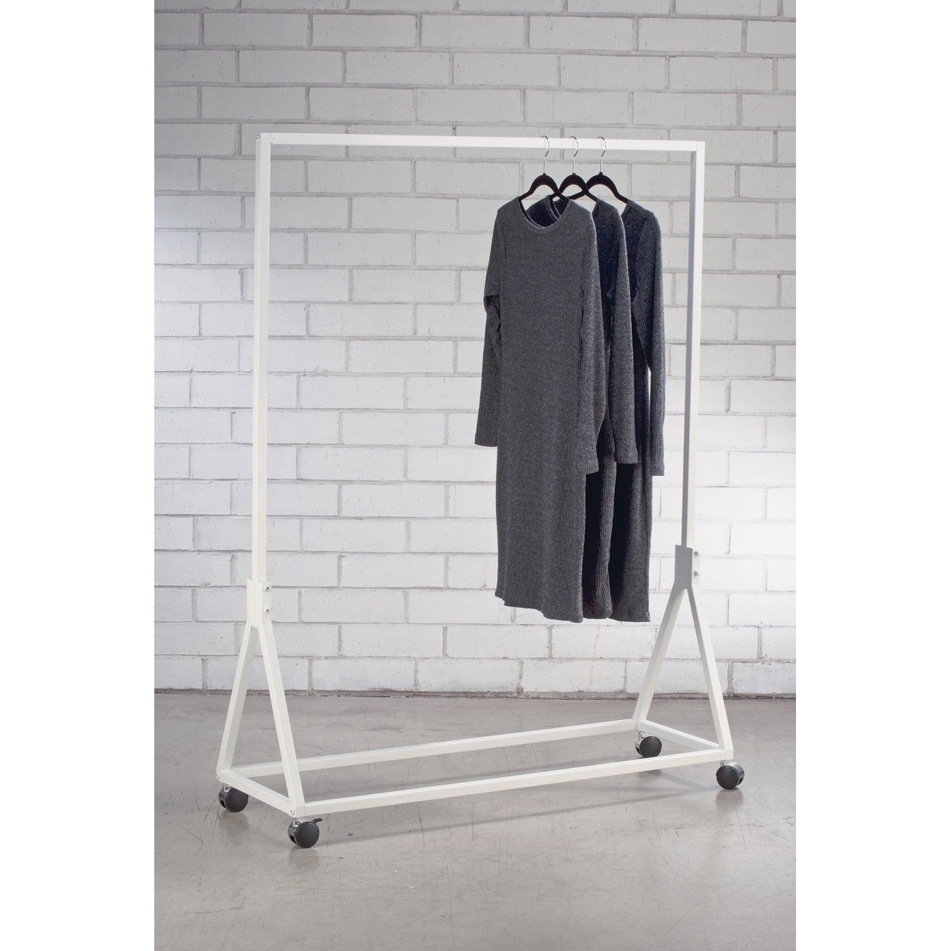 White Metal Garment Floor Rack
