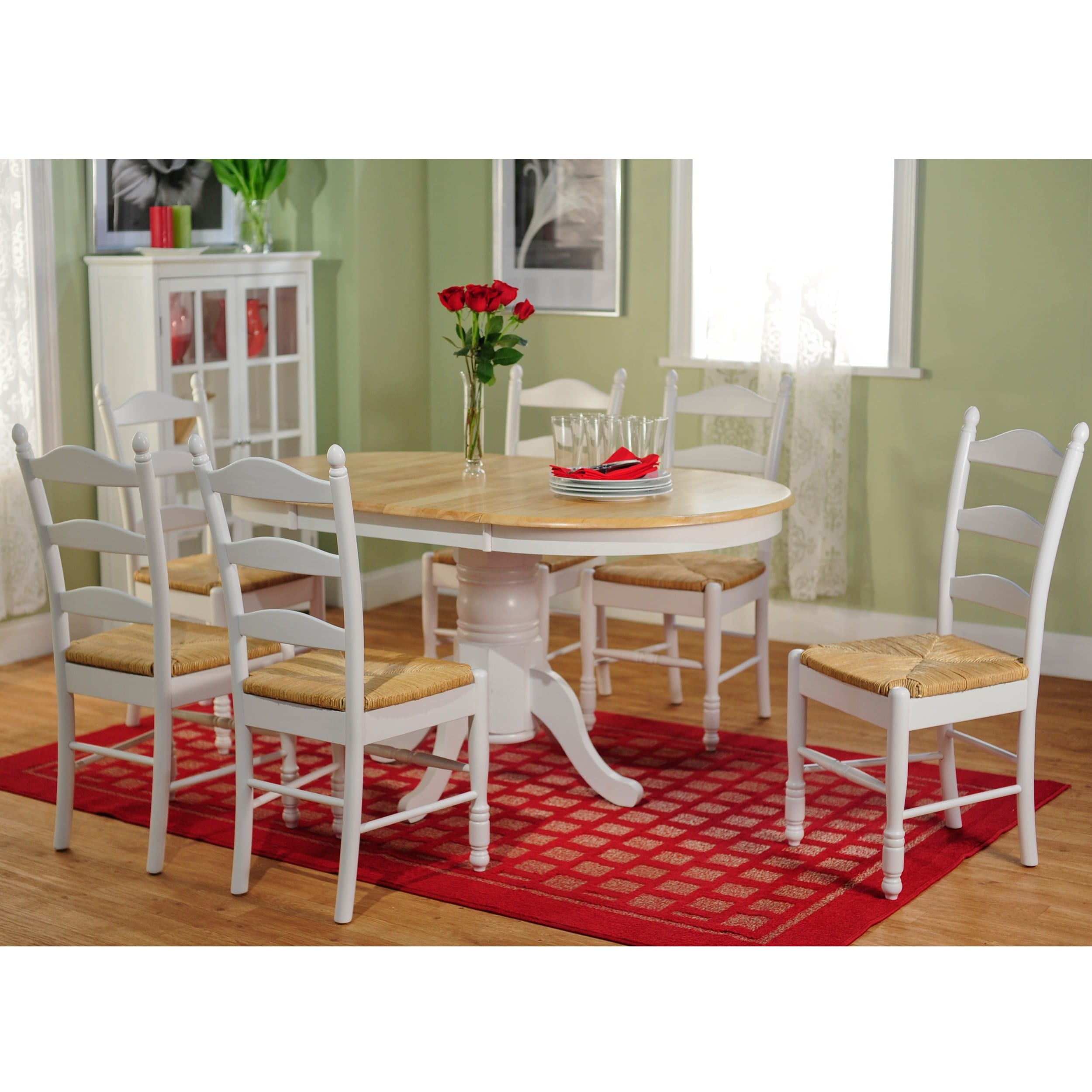 Simple Living White Natural 7 Piece Ladderback Dining Set