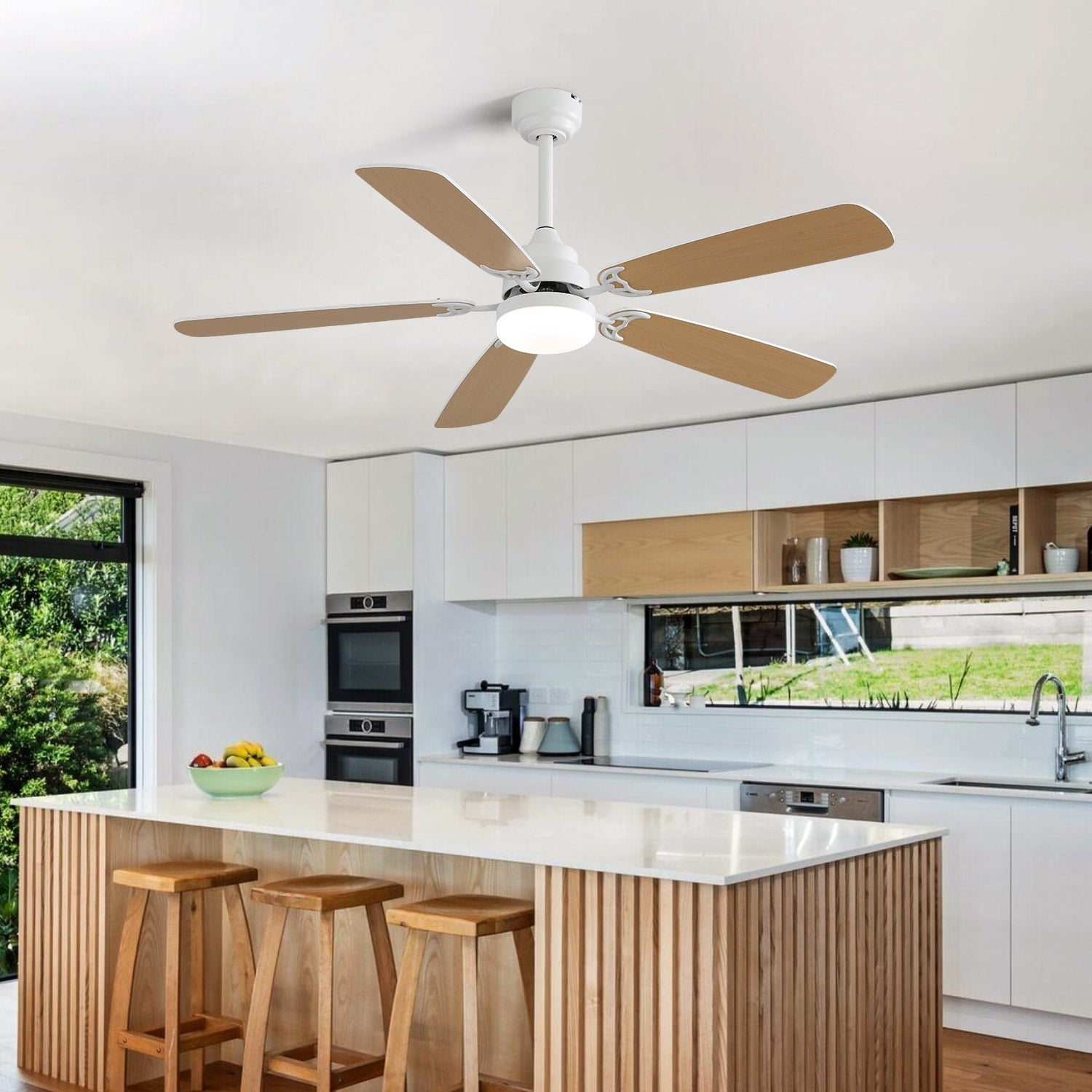 White Remote Control Ceiling Fan With Reversible Motor